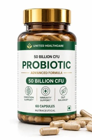 Probiotic 50 Billion CFU Capsules | Advanced Gut Health & Digestive Support Formula for Daily Wellness | 60 Vegetarian Capsules