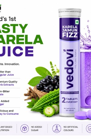 VEDOVI Karela Jamun Fizz Tablets | Ayurvedic Herbal Formula for Sugar Balance & Daily Wellness Support | 20 Tablets